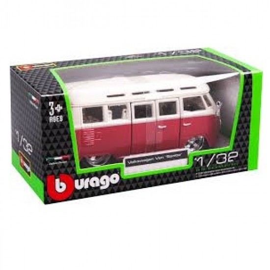 Автомобиль Bburago 1:32 Volkswagen Van Samba (18-43048) red