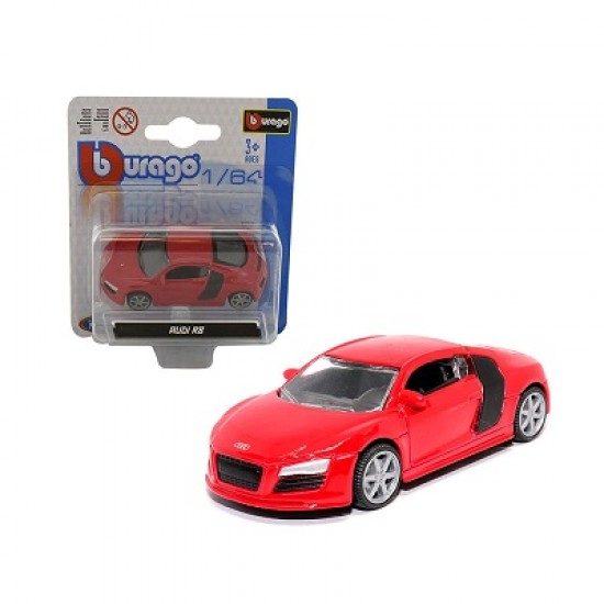 Автомобиль Bburago 1:64 Audi R8 (18-59001) red